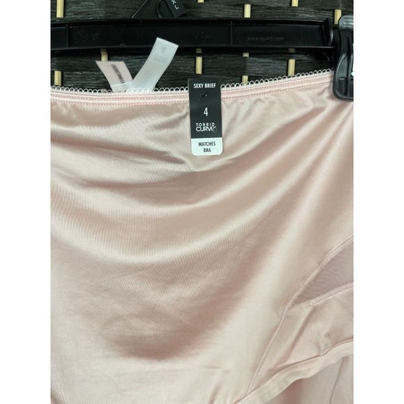 Torrid Plus 4 Satin Blush Pink Side Mesh Inlay Brief Panties - Picture 4 of 4